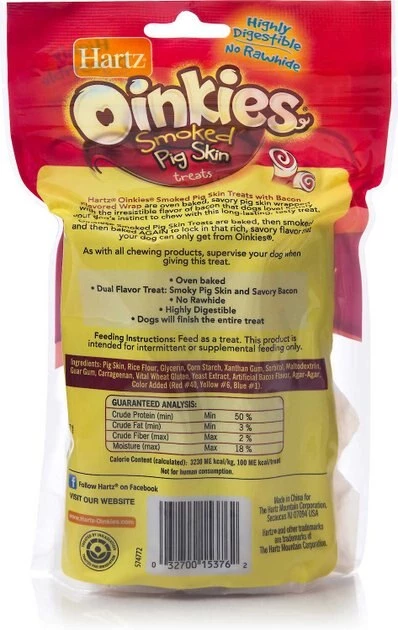 Hartz Oinkies Smoked Pig Skin Twists Bacon Flavor Wrap Treats + 5" Pig Skin Twists with Peanut Butter Flavor Crunchy Middle Dog Treats 5 Hartz Oinkies Smoked Pig Skin Twists Bacon Flavor Wrap Treats + 5" Pig Skin Twists with Peanut Butter Flavor Crunchy Middle Dog Treats - Image 3