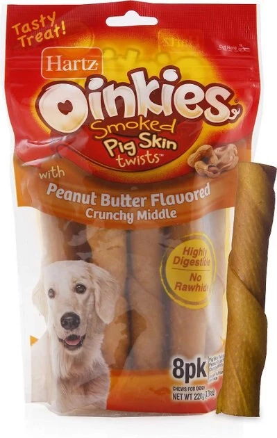 Hartz Oinkies Smoked Pig Skin Twists Bacon Flavor Wrap Treats + 5" Pig Skin Twists with Peanut Butter Flavor Crunchy Middle Dog Treats 8 Hartz Oinkies Smoked Pig Skin Twists Bacon Flavor Wrap Treats + 5" Pig Skin Twists with Peanut Butter Flavor Crunchy Middle Dog Treats - Image 6