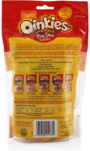 Hartz Oinkies Smoked Pig Skin Twists Bacon Flavor Wrap Treats + 5" Pig Skin Twists with Peanut Butter Flavor Crunchy Middle Dog Treats 9 Hartz Oinkies Smoked Pig Skin Twists Bacon Flavor Wrap Treats + 5" Pig Skin Twists with Peanut Butter Flavor Crunchy Middle Dog Treats - Image 7