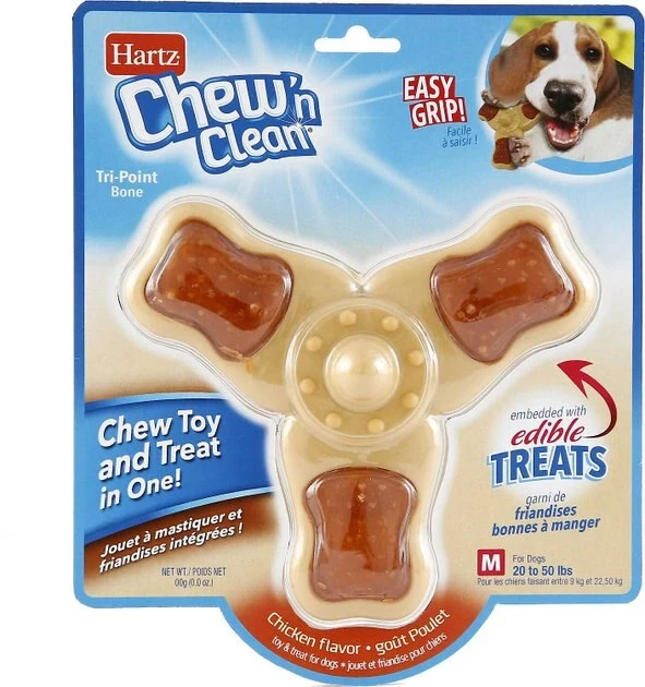 Hartz Chew ‘n Clean Chew Chicken Flavored Tri-Point Treat & Chew Toy + Oinkies 5" Pig Skin Twists Real Smoked Flavor Dog Treats 4 Hartz Chew ‘n Clean Chew Chicken Flavored Tri-Point Treat & Chew Toy + Oinkies 5" Pig Skin Twists Real Smoked Flavor Dog Treats - Image 2