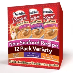 Hartz Delectables Non-Seafood Bisque Variety Pack Lickable Cat Treats, 1.4-oz pouch, 12 count
