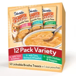 Hartz Delectables Savory Broth Variety Pack Lickable Cat Treats, 1.4-oz pouch, 12 count