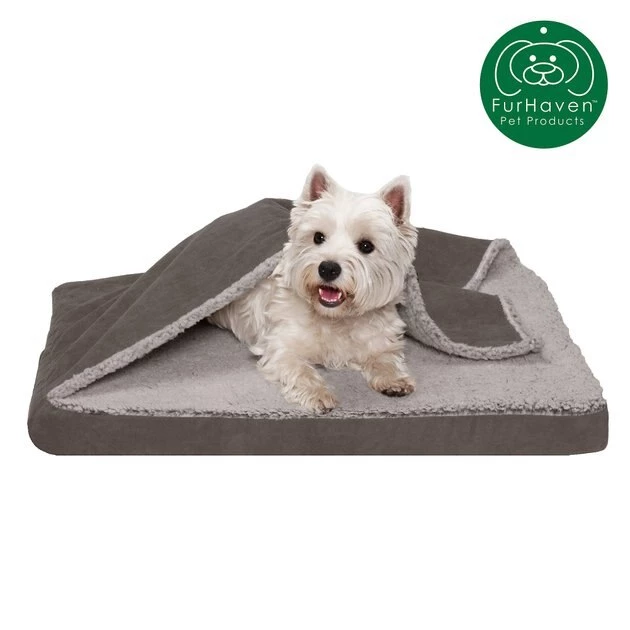 FurHaven Berber & Suede Blanket Top Orthopedic Cat & Dog Bed 6 FurHaven Berber & Suede Blanket Top Orthopedic Cat & Dog Bed - Image 4