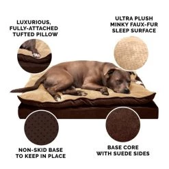 FurHaven Mink Fur & Suede PillowTop Orthopedic Cat & Dog Bed -Hart FurHavOfficial Shop 362092 PT5. SY630 V1645661520