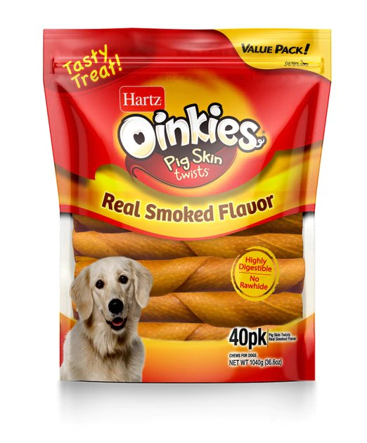 Hartz Oinkies Original Pig Skin Twists wtith Real Smoked Flavor Dog Treats, 40 count 3 Hartz Oinkies Original Pig Skin Twists wtith Real Smoked Flavor Dog Treats, 40 count