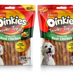 Hartz Oinkies Tender Treats Wrapped with Real Chicken Dog Treats, 72 count